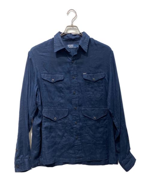 POLO RALPH LAUREN（ポロ・ラルフローレン）POLO RALPH LAUREN (ポロ・ラルフローレン) リネンシャツジャケット ネイビー サイズ:Lの古着・服飾アイテム