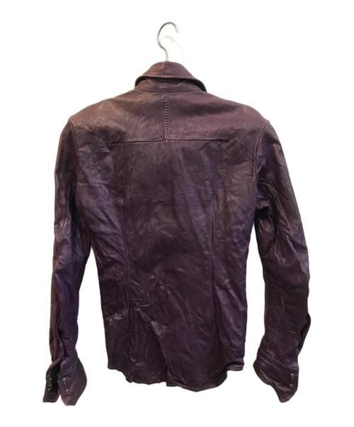 Francis T MOR.K.S（フランシストモークス）Francis T MOR.K.S (フランシストモークス) ホースレザーシャツ パープル サイズ:1の古着・服飾アイテム