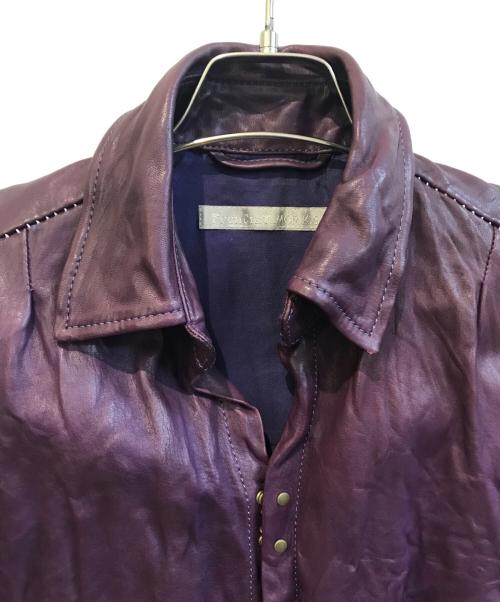 Francis T MOR.K.S（フランシストモークス）Francis T MOR.K.S (フランシストモークス) ホースレザーシャツ パープル サイズ:1の古着・服飾アイテム