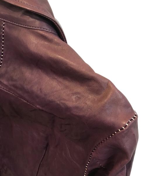 Francis T MOR.K.S（フランシストモークス）Francis T MOR.K.S (フランシストモークス) ホースレザーシャツ パープル サイズ:1の古着・服飾アイテム