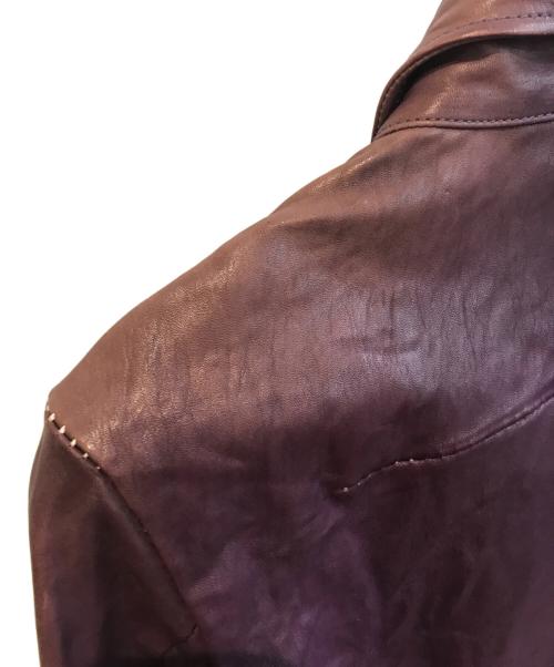 Francis T MOR.K.S（フランシストモークス）Francis T MOR.K.S (フランシストモークス) ホースレザーシャツ パープル サイズ:1の古着・服飾アイテム