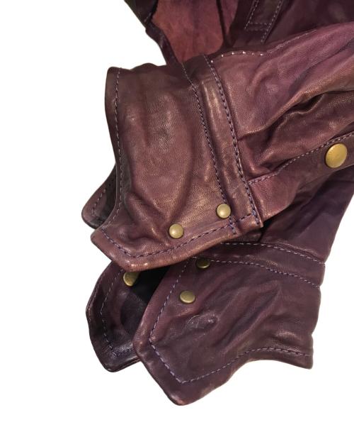 Francis T MOR.K.S（フランシストモークス）Francis T MOR.K.S (フランシストモークス) ホースレザーシャツ パープル サイズ:1の古着・服飾アイテム