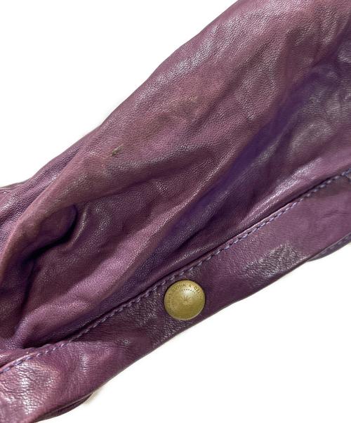 Francis T MOR.K.S（フランシストモークス）Francis T MOR.K.S (フランシストモークス) ホースレザーシャツ パープル サイズ:1の古着・服飾アイテム