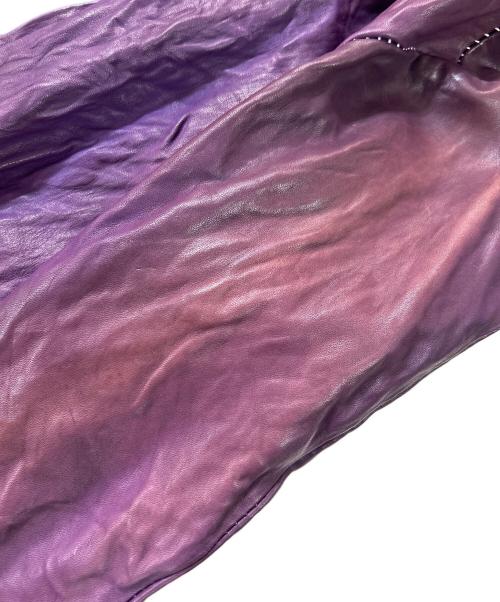 Francis T MOR.K.S（フランシストモークス）Francis T MOR.K.S (フランシストモークス) ホースレザーシャツ パープル サイズ:1の古着・服飾アイテム