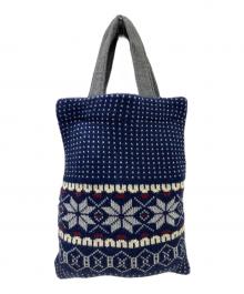 COMME des GARCONS SHIRT（コムデギャルソンシャツ）の古着「ニット トートバッグ」｜ネイビー×グレー