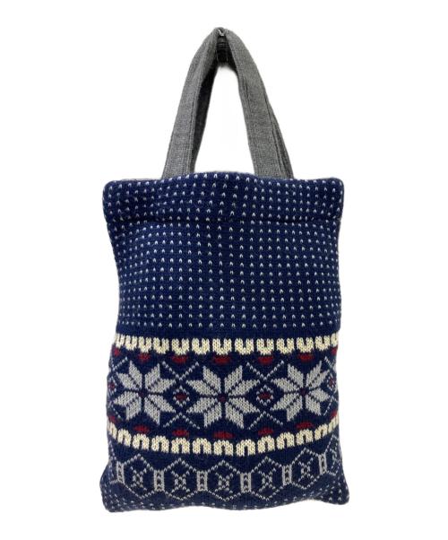 COMME des GARCONS SHIRT（コムデギャルソンシャツ）COMME des GARCONS SHIRT (コムデギャルソンシャツ) ニット トートバッグ ネイビー×グレーの古着・服飾アイテム
