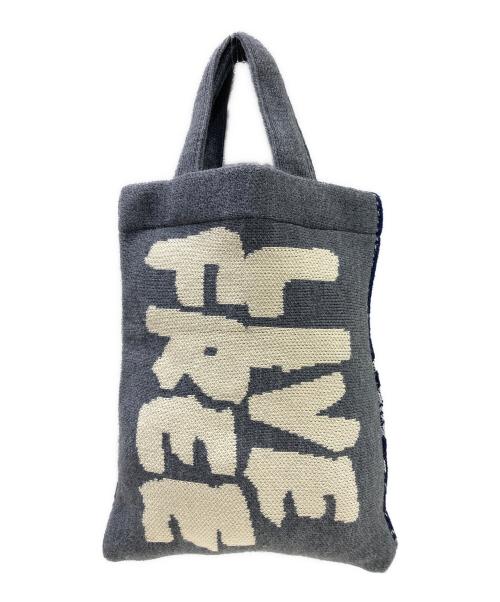 COMME des GARCONS SHIRT（コムデギャルソンシャツ）COMME des GARCONS SHIRT (コムデギャルソンシャツ) ニット トートバッグ ネイビー×グレーの古着・服飾アイテム