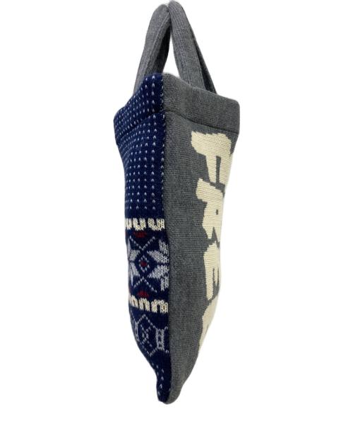 COMME des GARCONS SHIRT（コムデギャルソンシャツ）COMME des GARCONS SHIRT (コムデギャルソンシャツ) ニット トートバッグ ネイビー×グレーの古着・服飾アイテム