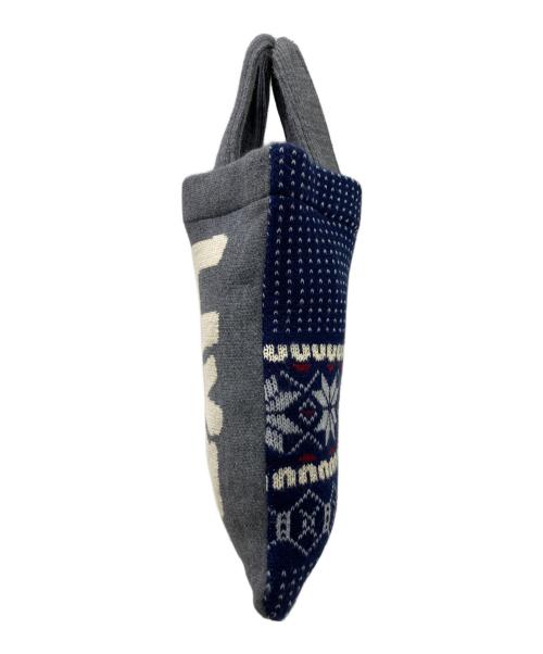 COMME des GARCONS SHIRT（コムデギャルソンシャツ）COMME des GARCONS SHIRT (コムデギャルソンシャツ) ニット トートバッグ ネイビー×グレーの古着・服飾アイテム