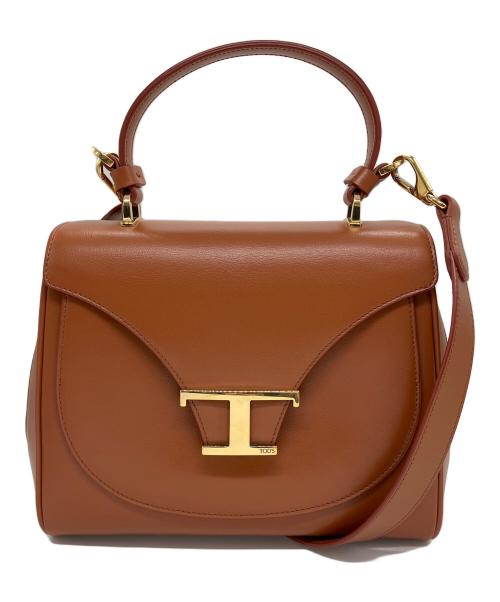 TOD'S（トッズ）TOD'S (トッズ) レザー 2WAYハンドルバッグ ブラウンの古着・服飾アイテム
