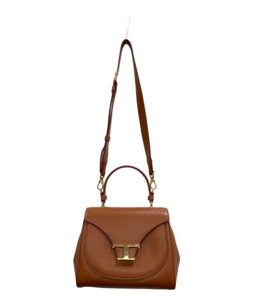 TOD'S（トッズ）TOD'S (トッズ) レザー 2WAYハンドルバッグ ブラウンの古着・服飾アイテム