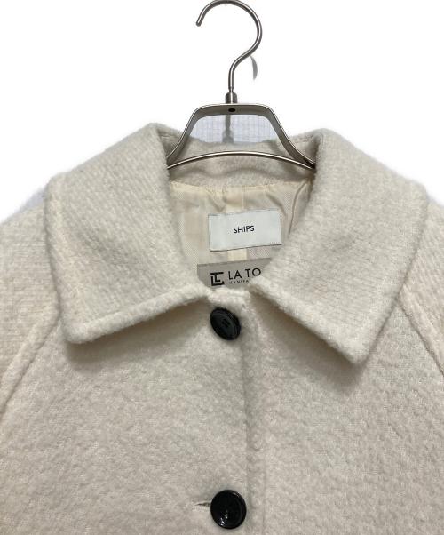 SHIPS（シップス）SHIPS (シップス) LA TORRE: ブークレ ステンカラー コート ホワイト サイズ:38の古着・服飾アイテム