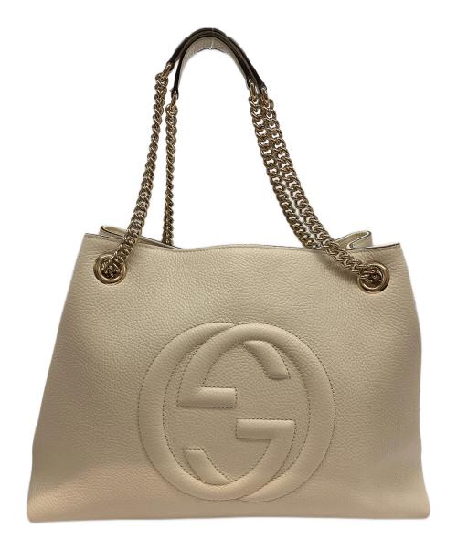 GUCCI（グッチ）GUCCI (グッチ) チェーントートバッグ オフホワイトの古着・服飾アイテム