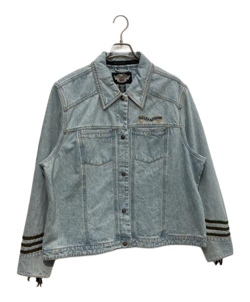 HARLEY-DAVIDSON（ハーレーダビッドソン）HARLEY-DAVIDSON (ハーレーダビッドソン) 刺繍デニムジャケット スカイブルー サイズ:2Wの古着・服飾アイテム