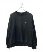 stussyステューシー）の古着「Swirl Applique Crew Sweat」｜ブラック