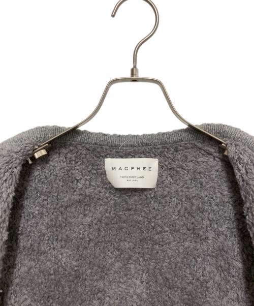 MACPHEE（マカフィー）MACPHEE (マカフィー) ムートン クルーネックカーディガン グレー サイズ:Sの古着・服飾アイテム