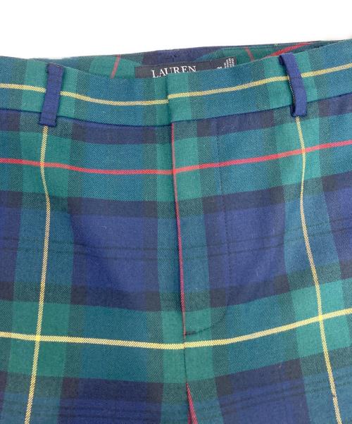 LAUREN RALPH LAUREN（ローレンラルフローレン）LAUREN RALPH LAUREN (ローレンラルフローレン) ウール混タータンチェックパンツ グリーン サイズ:00の古着・服飾アイテム