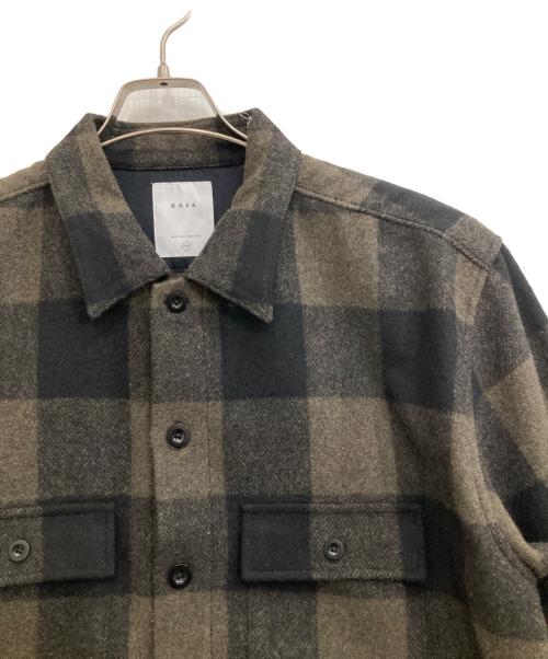 KAJA（カジャ）KAJA (カジャ) WOOL BUFFALO CHECK CPO JACKET ブラック×オリーブ サイズ:3の古着・服飾アイテム
