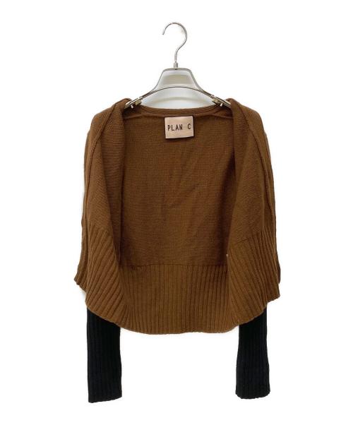 PLAN C（プランシー）PLAN C (プランシー) バイカラークロップドカーディガン ブラウン サイズ:38の古着・服飾アイテム
