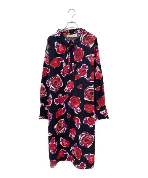 MARNI（マルニ）MARNI (マルニ) ローズプリントコットンポプリンワンピース ブラック サイズ:40の古着・服飾アイテム