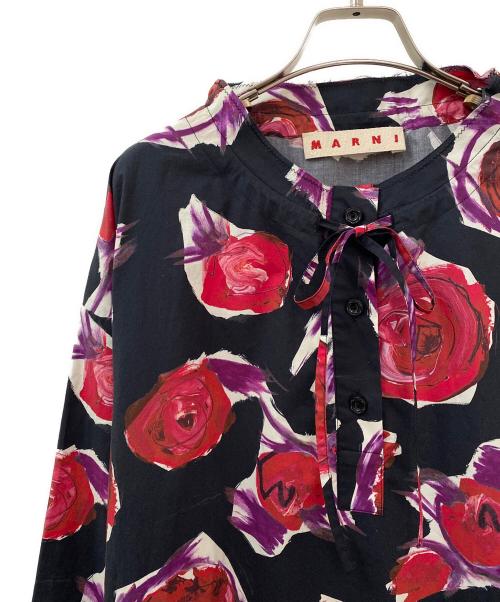 MARNI（マルニ）MARNI (マルニ) ローズプリントコットンポプリンワンピース ブラック サイズ:40の古着・服飾アイテム