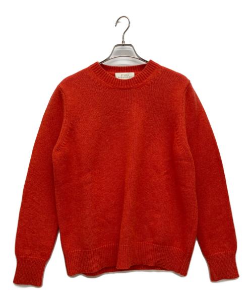 STUDIO NICHOLSON（スタジオ ニコルソン）STUDIO NICHOLSON (スタジオ ニコルソン) ENGLISH LAMBSWOOL MENS　イングリッシュ ラムズウール メンズ ファイブゲージ クルーネック  オレンジ サイズ:Lの古着・服飾アイテム