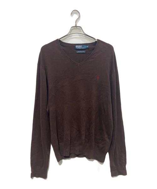 POLO RALPH LAUREN（ポロ・ラルフローレン）POLO RALPH LAUREN (ポロ・ラルフローレン) Vネックニット ブラウン サイズ:XXLの古着・服飾アイテム