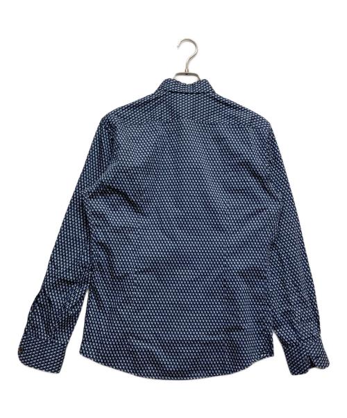 ERMENEGILDO ZEGNA（エルメネジルド・ゼニア）Ermenegildo Zegna (エルメネジルド・ゼニア) 総柄L/Sシャツ ネイビー サイズ:Mの古着・服飾アイテム