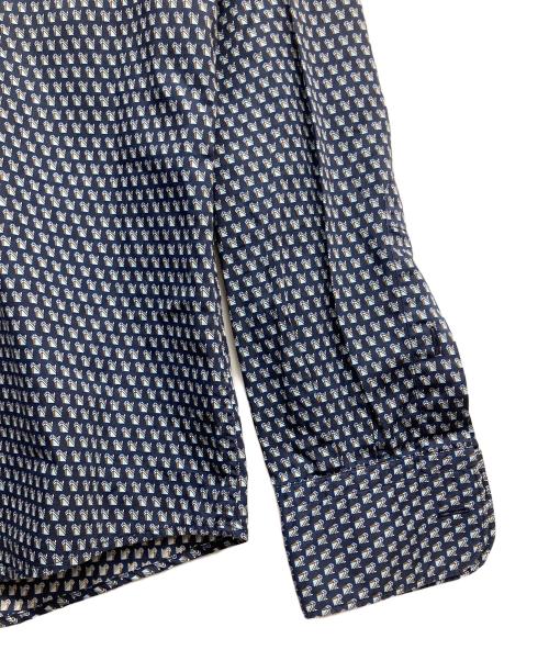 ERMENEGILDO ZEGNA（エルメネジルド・ゼニア）Ermenegildo Zegna (エルメネジルド・ゼニア) 総柄L/Sシャツ ネイビー サイズ:Mの古着・服飾アイテム