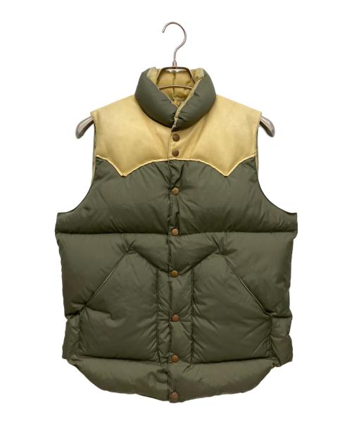 RockyMountainFeatherBed（ロッキーマウンテンフェザーベッド）RockyMountainFeatherBed (ロッキーマウンテンフェザーベッド) レザーヨークダウンベスト カーキ サイズ:38の古着・服飾アイテム
