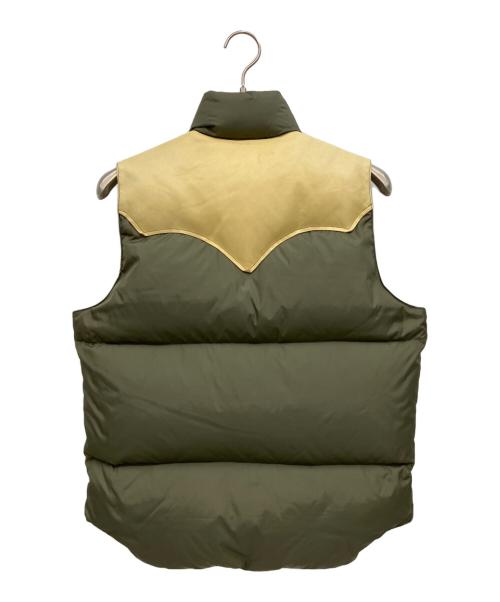 RockyMountainFeatherBed（ロッキーマウンテンフェザーベッド）RockyMountainFeatherBed (ロッキーマウンテンフェザーベッド) レザーヨークダウンベスト カーキ サイズ:38の古着・服飾アイテム