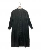 KAGUREカグレ）の古着「リネンシャツワンピース」｜ブラック