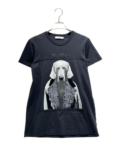 MaxMara（マックスマーラ）MaxMara (マックスマーラ) MMDOG Pure Cotton Rhinestone T-Shirt MMDOG ピュアコットン ラインストーンTシャツ 19460323 ブラック サイズ:XSの古着・服飾アイテム