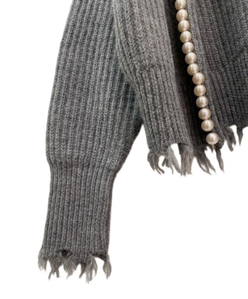 MADISON BLUE（マディソンブルー）MADISON BLUE (マディソンブルー) パールダメージカーディガン グレー サイズ:00（XS）の古着・服飾アイテム