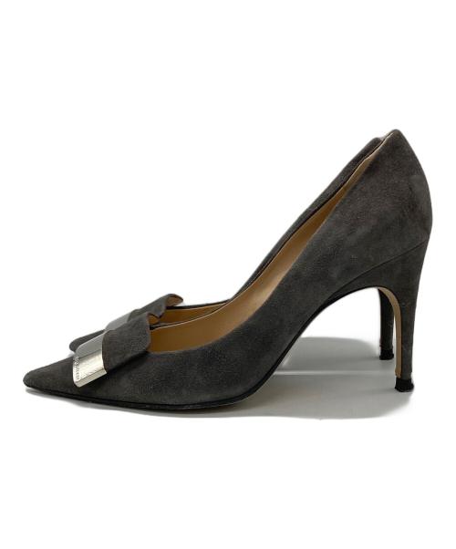 sergio rossi（セルジオロッシ）sergio rossi (セルジオロッシ) ポインテッドトゥプレートパンプス ブラウン サイズ:37の古着・服飾アイテム