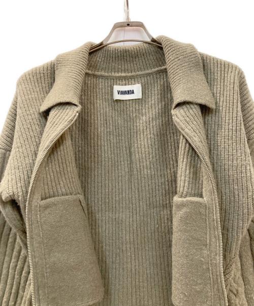 VIAVANDA（ヴィアヴァンダ）VIAVANDA (ヴィアヴァンダ) ジップカーディガン オリーブ サイズ:FREEの古着・服飾アイテム