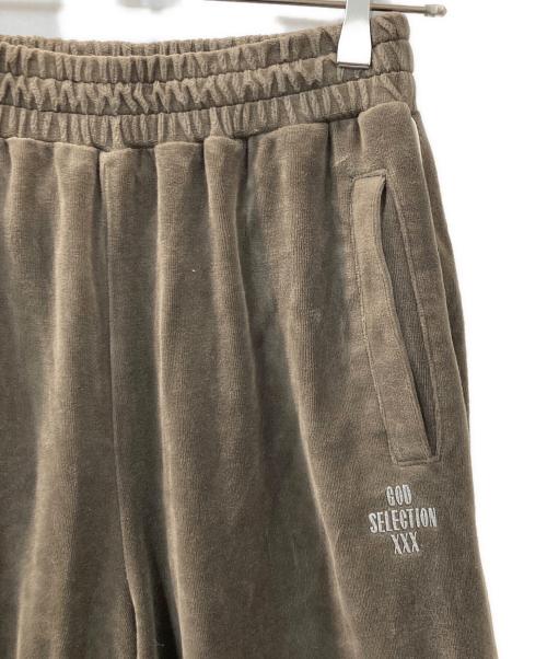 GOD SELECTION XXX（ゴッド セレクション トリプルエックス）GOD SELECTION XXX (ゴッドセレクショントリプルエックス) VELOUR LONG PANTS ベロアパンツ オリーブ サイズ:Freeの古着・服飾アイテム