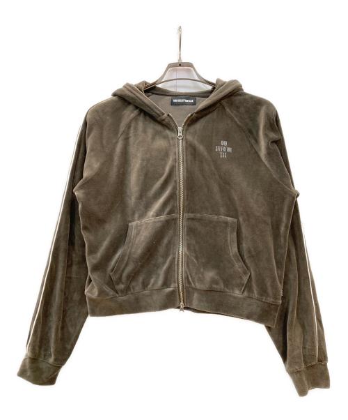 GOD SELECTION XXX（ゴッドセレクショントリプルエックス）GOD SELECTION XXX (ゴッドセレクショントリプルエックス) Velour Zip Hoodie ベロアジップパーカー オリーブ サイズ:FREEの古着・服飾アイテム