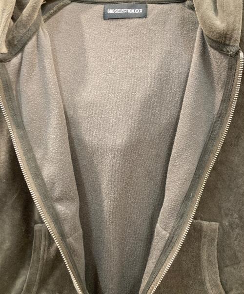 GOD SELECTION XXX（ゴッドセレクショントリプルエックス）GOD SELECTION XXX (ゴッドセレクショントリプルエックス) Velour Zip Hoodie ベロアジップパーカー オリーブ サイズ:FREEの古着・服飾アイテム