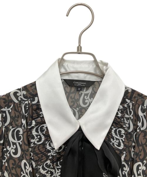 CORCOVADO（コルコバード）CORCOVADO (コルコバード) Polyester Chiffon ボウタイブラウス ブラウン サイズ:38の古着・服飾アイテム