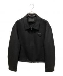 PRADA（プラダ）の古着「ウールxカシミヤ ブルゾンジャケット　 トライアングルロゴ ジップアップ ブルゾン」｜ブラック