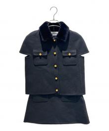 PRADA（プラダ）の古着「カシミヤ半袖ジャケット&スカートセットアップ」｜ブラック