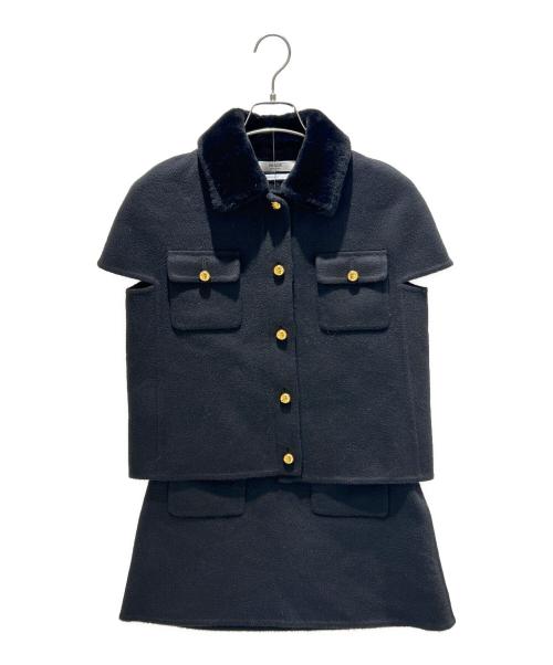 PRADA（プラダ）PRADA (プラダ) カシミヤ半袖ジャケット&スカートセットアップ ブラック サイズ:38の古着・服飾アイテム