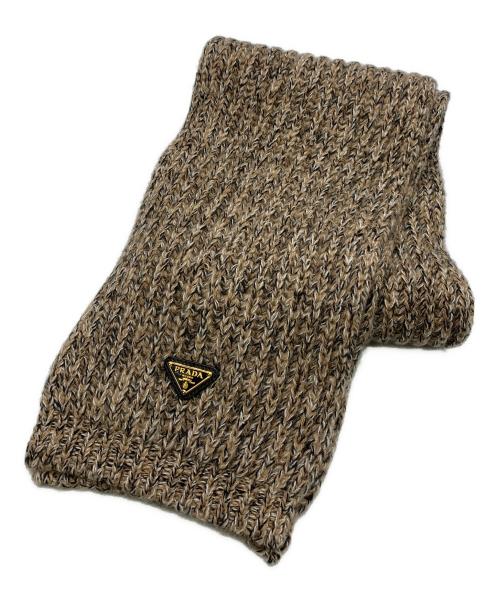 PRADA（プラダ）PRADA (プラダ) PRADA　メランジウールカシミヤニットスカーフ ブラウンの古着・服飾アイテム