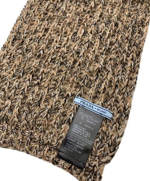 PRADA（プラダ）PRADA (プラダ) PRADA　メランジウールカシミヤニットスカーフ ブラウンの古着・服飾アイテム