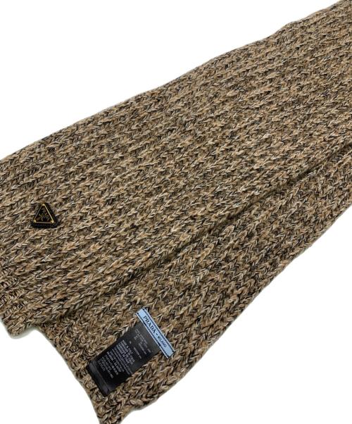 PRADA（プラダ）PRADA (プラダ) PRADA　メランジウールカシミヤニットスカーフ ブラウンの古着・服飾アイテム