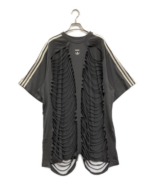 adidas（アディダス）adidas (アディダス) AVAVAV (アヴァヴァヴ) SLASHED T-SHIRT グレー サイズ:Lの古着・服飾アイテム