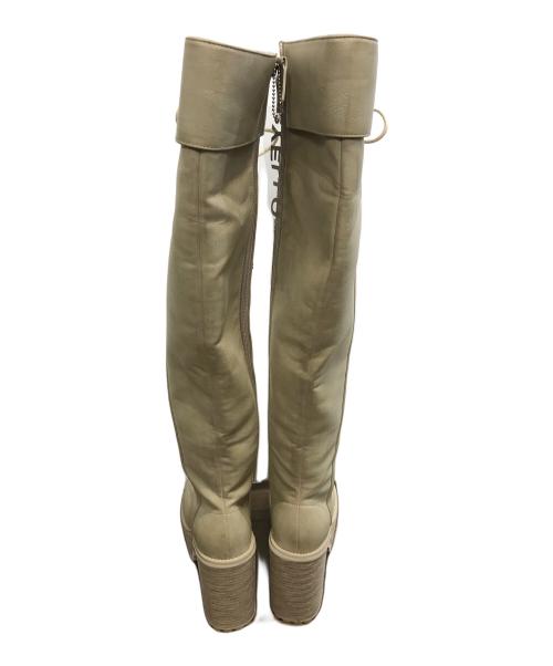 YELLO（イエロ）YELLO (イエロ) レースアップロングブーツ ベージュ サイズ:Lの古着・服飾アイテム