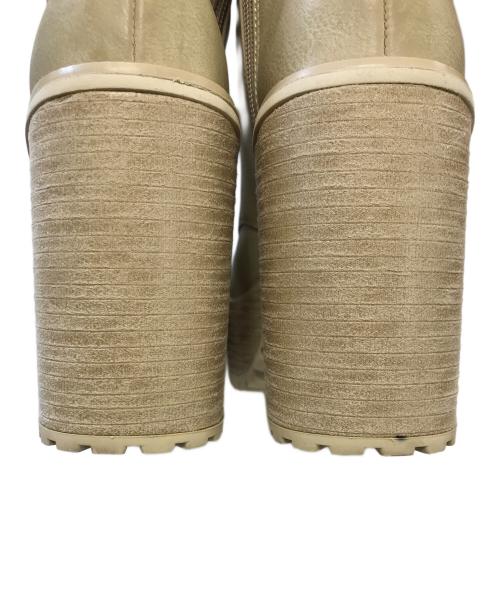 YELLO（イエロ）YELLO (イエロ) レースアップロングブーツ ベージュ サイズ:Lの古着・服飾アイテム