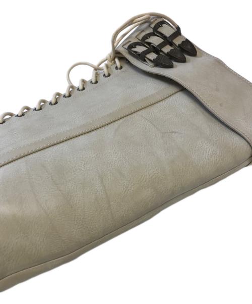 YELLO（イエロ）YELLO (イエロ) レースアップロングブーツ ベージュ サイズ:Lの古着・服飾アイテム